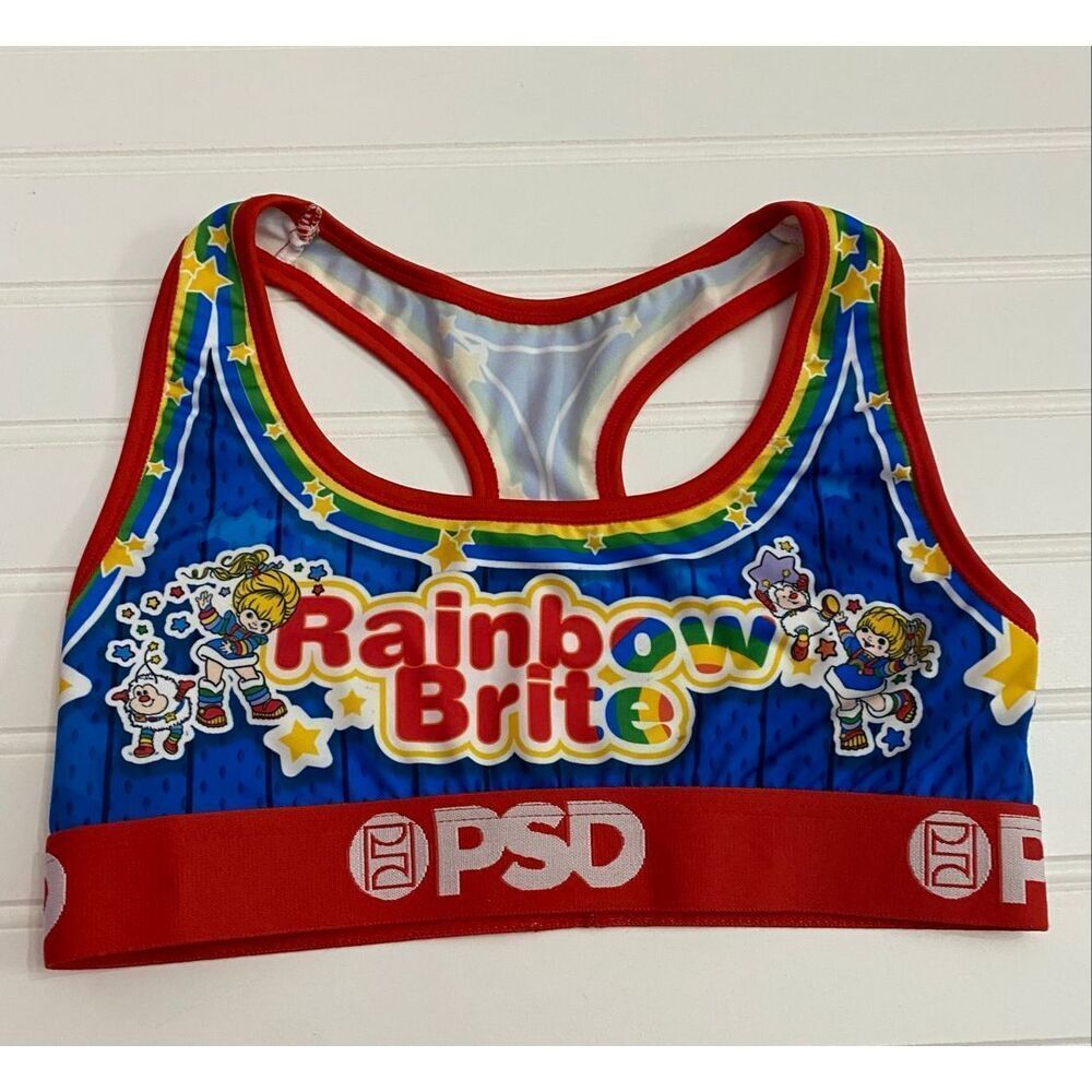 PSD Rainbow Brite Womens Red Sports Bra Sz S